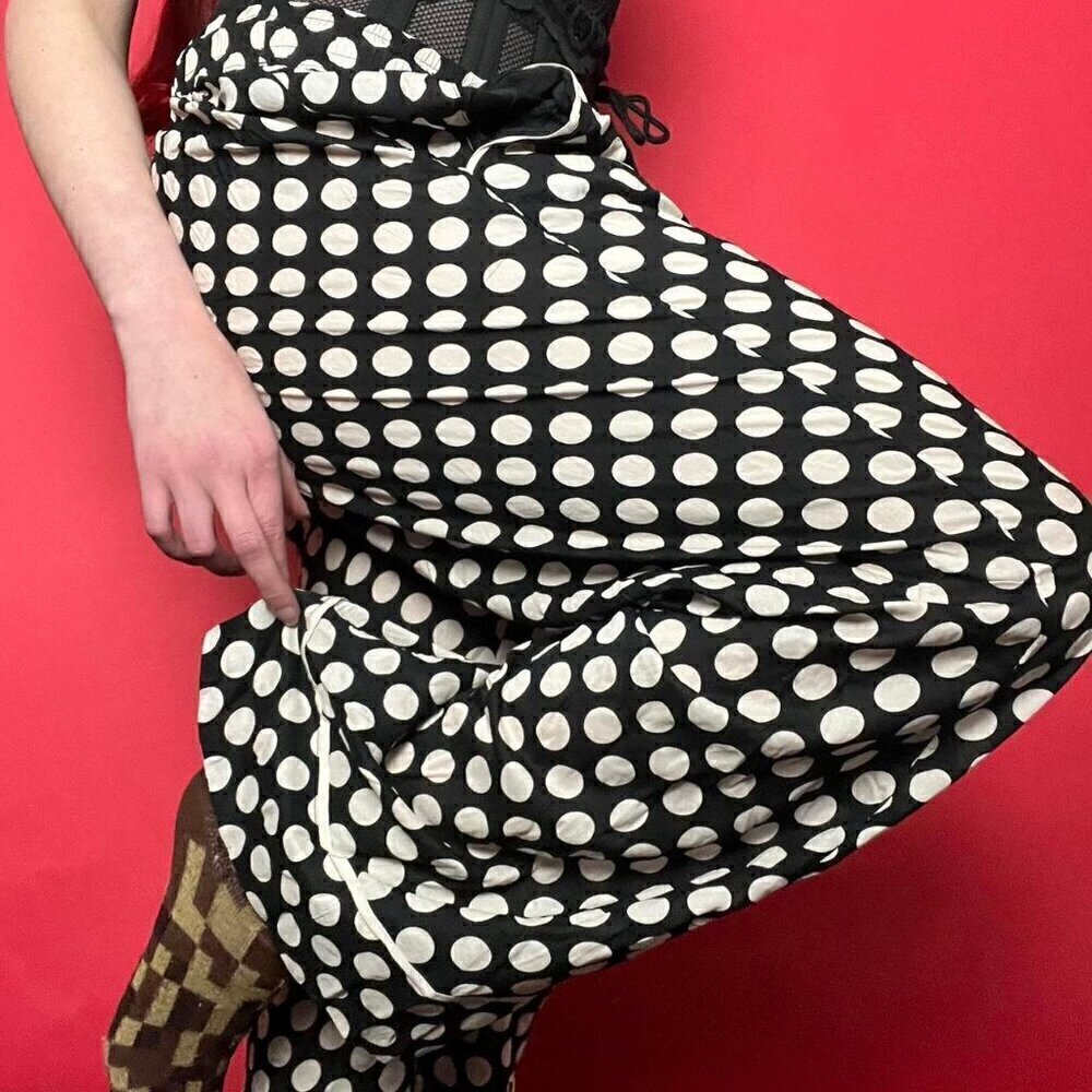 Anthropologie / sheer boho casual polkadot pants with tassel drawstrings - Picture 3 of 5